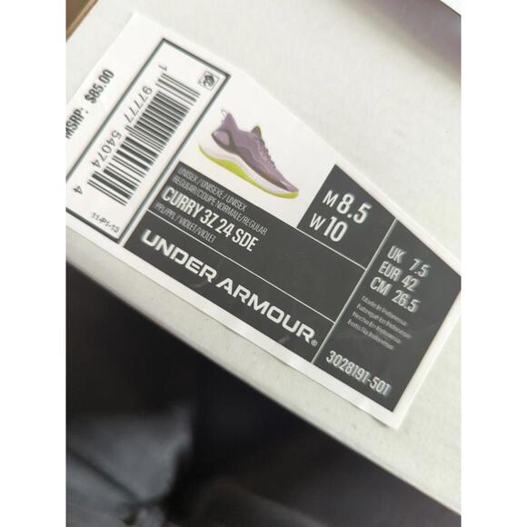 Under Armour Curry 3Z 24 SDE Purple Men's 8.5 Shoes - Picture 9 of 9
